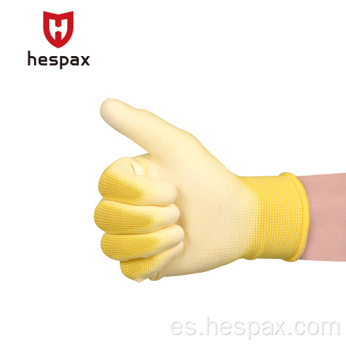 Hespax Factory OEM 13G PU Gloves Electronic Industrial